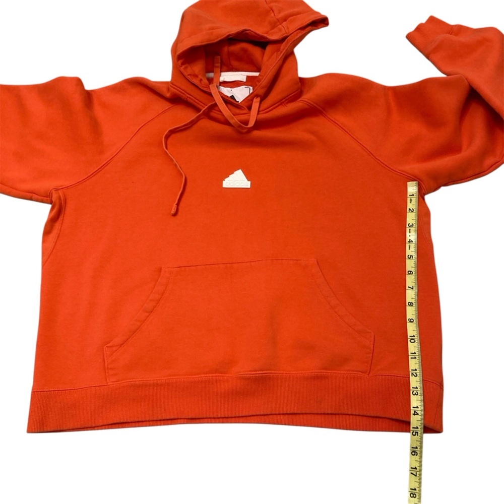 3/$20 Adidas Orange Red Logo Hoodie Fall Sweatshirt Activewear Women’s Large - Picture 7 of 7
